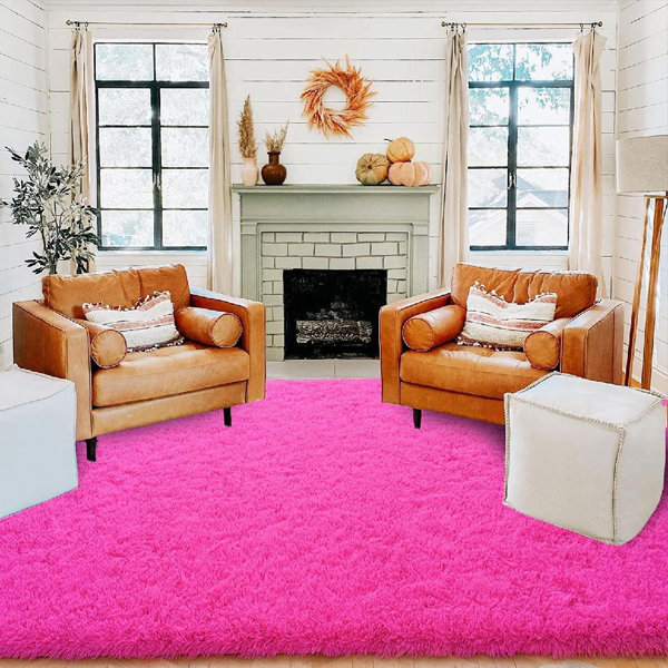 Mercer41 Deyssi Velvet Hot Pink Rug Wayfair